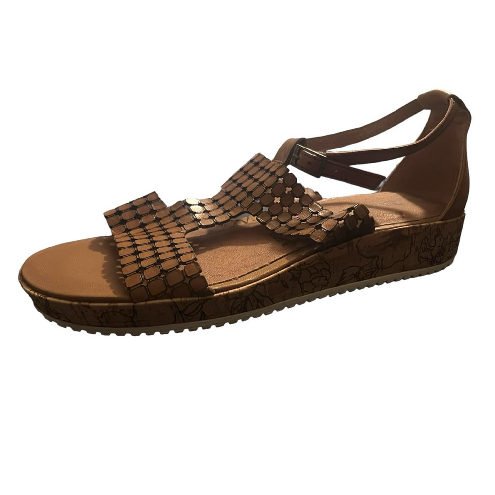 Tan Brown Comfort Sandals with Ankle Strap - Picture 3 of 6